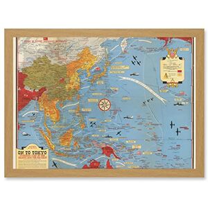 Artery8 Military Map Turner 1944 World War WWII On To Tokyo Pacific Artwork Framed Wall Art Print A4 Artery8 Military Map Turner 1944 World War WWII On To Tokyo Pacific Artwork Framed Wall Art Print A4