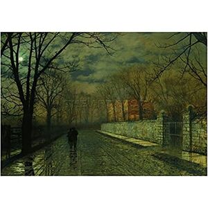 Wee Blue Coo John Atkinson Grimshaw Figures Moonlit Lane Rain Picture Wall Art Print Wee Blue Coo John Atkinson Grimshaw Figures Moonlit Lane Rain Picture Wall Art Print