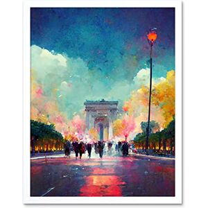 Doppelganger33 LTD Colourful Champs-Elysees And Arc De Triomphe Modern Art Print Framed Poster Wall Decor 12x16 inch Doppelganger33 LTD Colourful Champs-Elysees And Arc De Triomphe Modern Art Print Framed Poster Wall Decor 12x16 inch