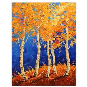 Artery8 Bright Autumn Birch Trees Forest Oil Painting Living Room Extra Large XL Wall Art Poster Print Artery8 Bright Autumn Birch Trees Forest Oil Painting Living Room Extra Large XL Wall Art Poster Print