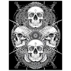 Artery8 Human Skulls Black White Trippy Tribal Mandala Living Room Extra Large XL Wall Art Poster Print Artery8 Human Skulls Black White Trippy Tribal Mandala Living Room Extra Large XL Wall Art Poster Print