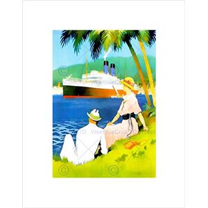 Wee Blue Coo Group Man Woman Ship Ocean Liner Palm Tree Tropic Sea Wall Art Print Wee Blue Coo Group Man Woman Ship Ocean Liner Palm Tree Tropic Sea Wall Art Print