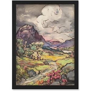 Artery8 Stormy Clouds over Hills Landscape Illustration Artwork Framed Wall Art Print A4 Artery8 Stormy Clouds over Hills Landscape Illustration Artwork Framed Wall Art Print A4