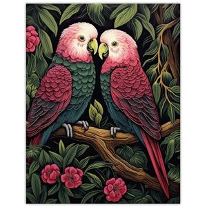 Artery8 Pair of Parrots on a Blooming Tree Vintage Painting Burgundy Pink Green Lush Jungle Birds Portrait Large Wall Art Poster Print Thick Paper 18X24 Inch Artery8 Pair of Parrots on a Blooming Tree Vintage Painting Burgundy Pink Green Lush Jungle Birds Portrait Large Wall Art Poster Print Thick Paper 18X24 Inch
