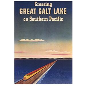 Wee Blue Coo Travel Ad Train Great Salt Lake Southern Pacific USA Wall Art Print Wee Blue Coo Travel Ad Train Great Salt Lake Southern Pacific USA Wall Art Print