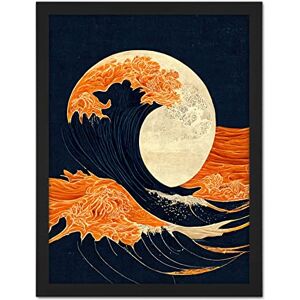 Wee Blue Coo The Great Wave at Full Moon Modern Japanese Seascape Woodblock Artwork Framed Wall Art Print 18X24 Inch Wee Blue Coo The Great Wave at Full Moon Modern Japanese Seascape Woodblock Artwork Framed Wall Art Print 18X24 Inch