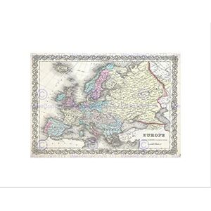 Wee Blue Coo Beautiful 1855 First Edition Example Colton Map Europe Art Wall Art Print Wee Blue Coo Beautiful 1855 First Edition Example Colton Map Europe Art Wall Art Print