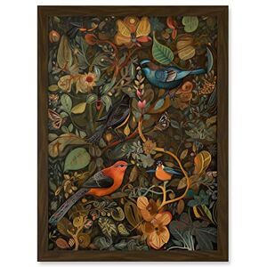 Artery8 Birds and Butterflies on Autumnal Tree Folk Art Artwork Framed A3 Wall Art Print Artery8 Birds and Butterflies on Autumnal Tree Folk Art Artwork Framed A3 Wall Art Print