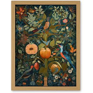 Artery8 Birds on Blooming Peach Tree in Modern Folk Art Artwork Framed Wall Art Print 18X24 Inch Artery8 Birds on Blooming Peach Tree in Modern Folk Art Artwork Framed Wall Art Print 18X24 Inch