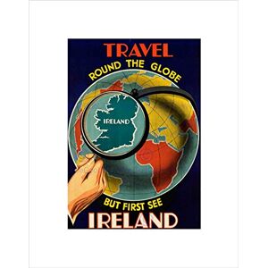 Wee Blue Coo Travel Tourism Ireland Globe Lens Magnified Island Wall Art Print Wee Blue Coo Travel Tourism Ireland Globe Lens Magnified Island Wall Art Print