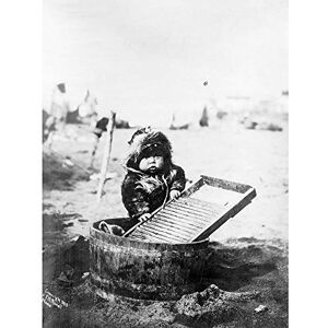 Wee Blue Coo Vintage Portrait Baby Washboard Bucket Nome Alaska USA Art Print Poster Wall Decor 12X16 Inch Wee Blue Coo Vintage Portrait Baby Washboard Bucket Nome Alaska USA Art Print Poster Wall Decor 12X16 Inch
