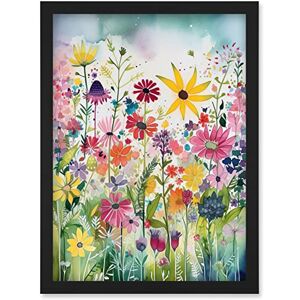 Artery8 Bright Wildflower Floral Blooms Folk Art Artwork Framed Wall Art Print A4 Artery8 Bright Wildflower Floral Blooms Folk Art Artwork Framed Wall Art Print A4
