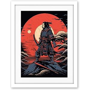 Artery8 Samurai Master on Forest Hill Sunrise Landscape Rockabilly Americana 50s Artwork Framed Wall Art Print 18X24 Inch Artery8 Samurai Master on Forest Hill Sunrise Landscape Rockabilly Americana 50s Artwork Framed Wall Art Print 18X24 Inch
