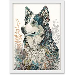 Artery8 Siberian Husky Dog Nature Spirit Animal Modern Multicoloured Illustration Artwork Framed A3 Wall Art Print Artery8 Siberian Husky Dog Nature Spirit Animal Modern Multicoloured Illustration Artwork Framed A3 Wall Art Print