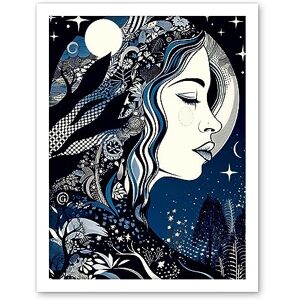 Artery8 New Moon Goddess Winter Moonlit Witchy Forest Starry Night Mother Nature Boho Patterns Artwork Framed Wall Art Print 18X24 Inch Artery8 New Moon Goddess Winter Moonlit Witchy Forest Starry Night Mother Nature Boho Patterns Artwork Framed Wall Art Print 18X24 Inch