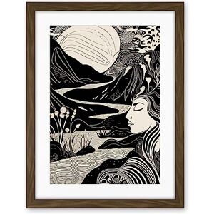 Artery8 Earth Goddess River Mountain Landscape Linocut Artwork Framed Wall Art Print 18X24 Inch Artery8 Earth Goddess River Mountain Landscape Linocut Artwork Framed Wall Art Print 18X24 Inch
