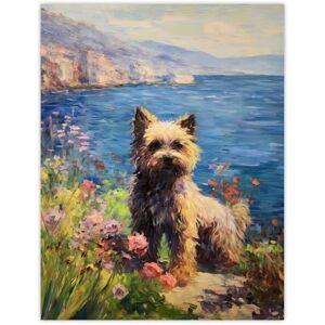 Artery8 Norwich Terrier On Coastal Cliff Claude Monet Style Dog Oil Painting Extra Large XL Wall Art Poster Print Artery8 Norwich Terrier On Coastal Cliff Claude Monet Style Dog Oil Painting Extra Large XL Wall Art Poster Print