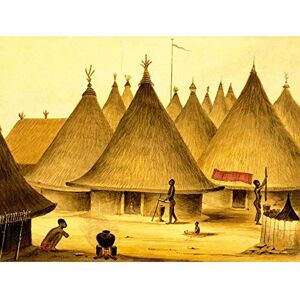 Wee Blue Coo Painting Landscape African Native Village Hut Pot Fire Spear Art Print Poster Wall Decor 12X16 Inch Wee Blue Coo Painting Landscape African Native Village Hut Pot Fire Spear Art Print Poster Wall Decor 12X16 Inch