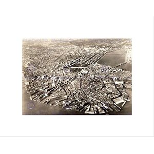 Wee Blue Coo Vintage Aerial View Cityscape Boston USA Waterfront Wall Art Print Wee Blue Coo Vintage Aerial View Cityscape Boston USA Waterfront Wall Art Print