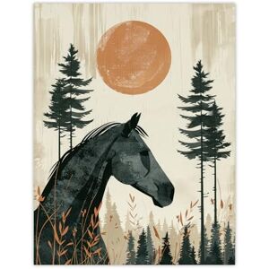 Artery8 Horse and Pine Trees Simple Boho Style Painting For Living Room Extra Large XL Wall Art Poster Print Artery8 Horse and Pine Trees Simple Boho Style Painting For Living Room Extra Large XL Wall Art Poster Print