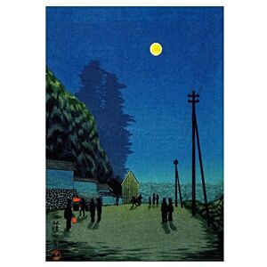 Wee Blue Coo Painting Moon Village Kobayashi Kiyochika Japan Wall Art Print Wee Blue Coo Painting Moon Village Kobayashi Kiyochika Japan Wall Art Print