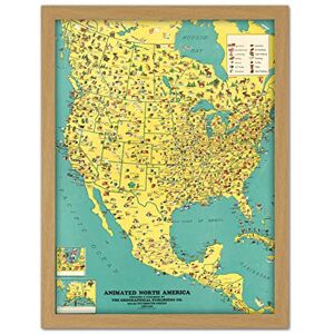 Fine Art Prints GPC 1944 Pictorial Map North America Industry Large Framed Art Print Poster Wall Decor 18x24 in Fine Art Prints GPC 1944 Pictorial Map North America Industry Large Framed Art Print Poster Wall Decor 18x24 in