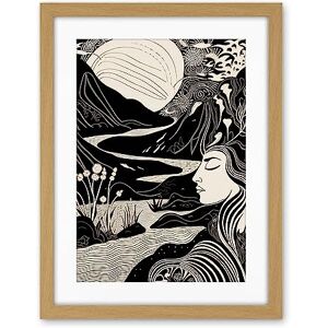 Artery8 Earth Goddess River Mountain Landscape Linocut Artwork Framed Wall Art Print 18X24 Inch Artery8 Earth Goddess River Mountain Landscape Linocut Artwork Framed Wall Art Print 18X24 Inch