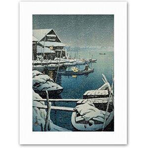 Wee Blue Coo Snow Lake Mukaijima Kawase Hasui Japan Painting Canvas Art Print Wee Blue Coo Snow Lake Mukaijima Kawase Hasui Japan Painting Canvas Art Print