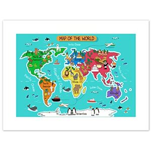 Fine Art Prints World Map With Landmarks And Animals Art Print Canvas Premium Wall Decor Poster Fine Art Prints World Map With Landmarks And Animals Art Print Canvas Premium Wall Decor Poster