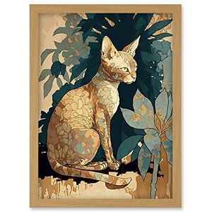 Artery8 - Devon Rex Cat - Flower Pattern - Framed Art Artery8 - Devon Rex Cat - Flower Pattern - Framed Art