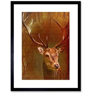 Wee Blue Coo STAG HEAD VINTAGE STYLE BLACK FRAME FRAMED ART PRINT PICTURE MOUNT B12X13740 Wee Blue Coo STAG HEAD VINTAGE STYLE BLACK FRAME FRAMED ART PRINT PICTURE MOUNT B12X13740