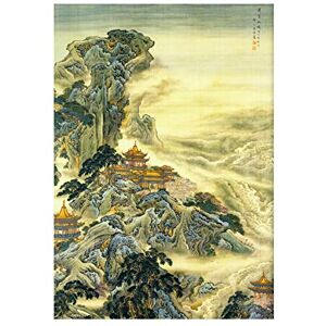 Wee Blue Coo Painting Penglai Mythical Island Chinese Wall Art Print Wee Blue Coo Painting Penglai Mythical Island Chinese Wall Art Print