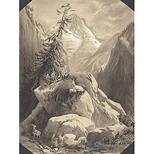 Artery8 Calame Three Goats Moutainous Landscape Drawing Unframed Wall Art Print Poster Home Decor Premium Artery8 Calame Three Goats Moutainous Landscape Drawing Unframed Wall Art Print Poster Home Decor Premium