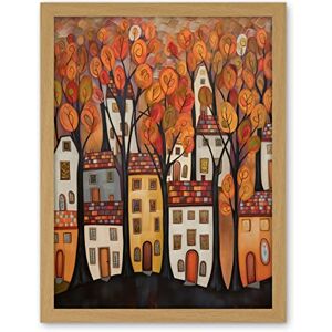 Artery8 Cityscape With Trees In Autumn Contemporary Folk Art Painting Artwork Framed Wall Art Print 18X24 Inch Artery8 Cityscape With Trees In Autumn Contemporary Folk Art Painting Artwork Framed Wall Art Print 18X24 Inch
