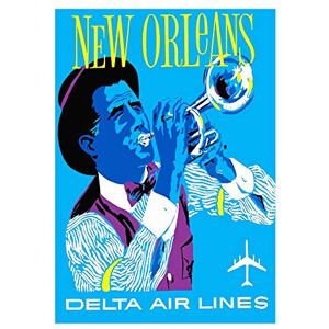 Wee Blue Coo Vintage Travel America Air Line New Orleans Jazz Picture Wall Art Print Wee Blue Coo Vintage Travel America Air Line New Orleans Jazz Picture Wall Art Print