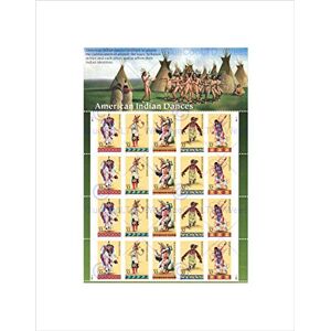 Wee Blue Coo Postage Stamps American Indian Native Dance USA Wall Art Print Wee Blue Coo Postage Stamps American Indian Native Dance USA Wall Art Print