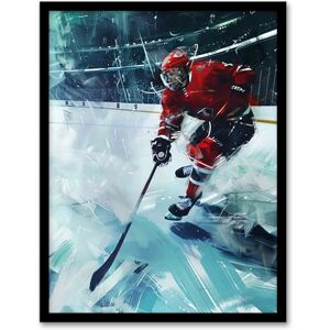 Artery8 Ice Hockey Player in Game Oil Painting Stadium Man Cave Fathers Day Artwork Framed Wall Art Print 18X24 Inch Artery8 Ice Hockey Player in Game Oil Painting Stadium Man Cave Fathers Day Artwork Framed Wall Art Print 18X24 Inch