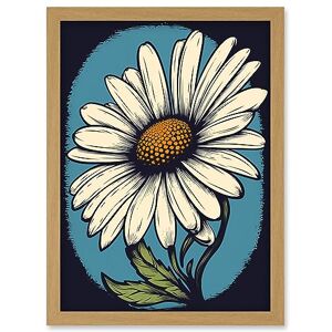 Artery8 A Single Daisy Flower Bloom Bold Rockabilly Americana 50s Artwork Framed Wall Art Print A4 Artery8 A Single Daisy Flower Bloom Bold Rockabilly Americana 50s Artwork Framed Wall Art Print A4