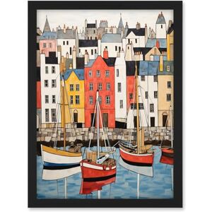 Artery8 Colourful Town Harbour Acrylic Painting Red Yellow Blue Fishing Boats Coastal Townscape Artwork Framed A3 Wall Art Print Artery8 Colourful Town Harbour Acrylic Painting Red Yellow Blue Fishing Boats Coastal Townscape Artwork Framed A3 Wall Art Print