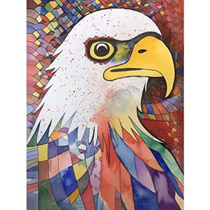 Artery8 Bald Eagle Bird And Abstract Pattern Folk Art Watercolour Painting Extra Large XL Wall Art Poster Print Artery8 Bald Eagle Bird And Abstract Pattern Folk Art Watercolour Painting Extra Large XL Wall Art Poster Print