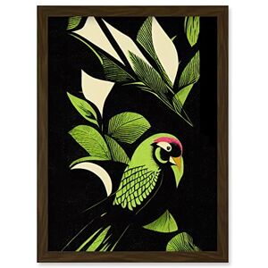 Artery8 - Vibrant Jungle Linocut - Lime Green - Jungle Leaf Bird Pattern - Wall Art Print Artery8 - Vibrant Jungle Linocut - Lime Green - Jungle Leaf Bird Pattern - Wall Art Print