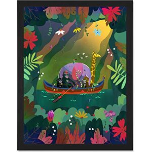 Wee Blue Coo Jungle Girls Canoe Animals Wall Large Framed Art Print Poster Wall Decor 18x24 inch Wee Blue Coo Jungle Girls Canoe Animals Wall Large Framed Art Print Poster Wall Decor 18x24 inch