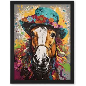Artery8 Horse Wearing a Flower Summer Hat Multicoloured Artwork Framed Wall Art Print 18X24 Inch Artery8 Horse Wearing a Flower Summer Hat Multicoloured Artwork Framed Wall Art Print 18X24 Inch