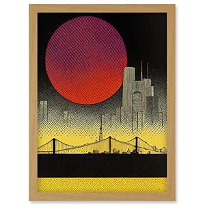 Wee Blue Coo Pop Art Red Sunset Sun Over Manhattan Bridge Skyline Black Yellow Grey Artwork Framed Wall Art Print A4 Wee Blue Coo Pop Art Red Sunset Sun Over Manhattan Bridge Skyline Black Yellow Grey Artwork Framed Wall Art Print A4