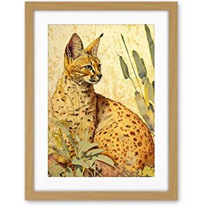 Artery8 Serval Cat in Nature Detailed Watercolour and Ink Bright Illustration Artwork Framed Wall Art Print 18X24 Inch Artery8 Serval Cat in Nature Detailed Watercolour and Ink Bright Illustration Artwork Framed Wall Art Print 18X24 Inch