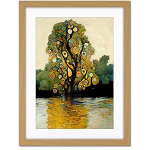 Doppelganger33 LTD Klimt Style Tree River Bank Scene Artwork Framed Wall Art Print 18X24 Inch Doppelganger33 LTD Klimt Style Tree River Bank Scene Artwork Framed Wall Art Print 18X24 Inch