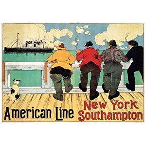 Wee Blue Coo Travel Ad Ship American Line Southampton New York Vintage Wall Art Print Wee Blue Coo Travel Ad Ship American Line Southampton New York Vintage Wall Art Print