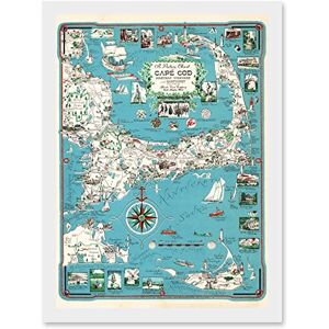 Artery8 1949 Cape Cod Nantucket Massachusetts Pictorial Map Chase A4 Artwork Framed Wall Art Print Artery8 1949 Cape Cod Nantucket Massachusetts Pictorial Map Chase A4 Artwork Framed Wall Art Print