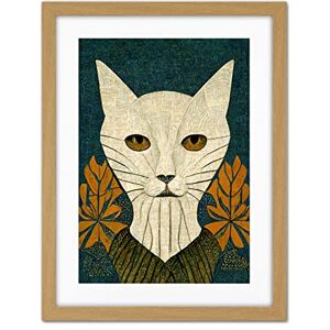 Doppelganger33 LTD Elegant Cat Illustration William Morris Style Teal Mustard Artwork Framed Wall Art Print 18X24 Inch Doppelganger33 LTD Elegant Cat Illustration William Morris Style Teal Mustard Artwork Framed Wall Art Print 18X24 Inch