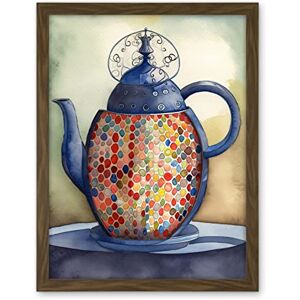 Artery8 Enamelled Teapot Colourful Tea Kettle Folk Art Watercolour Painting Artwork Framed Wall Art Print 18X24 Inch Artery8 Enamelled Teapot Colourful Tea Kettle Folk Art Watercolour Painting Artwork Framed Wall Art Print 18X24 Inch